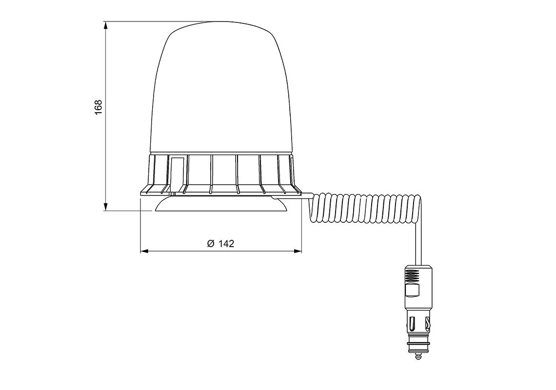 Girofaro LED magnetico 1 ventosa rotante ambra